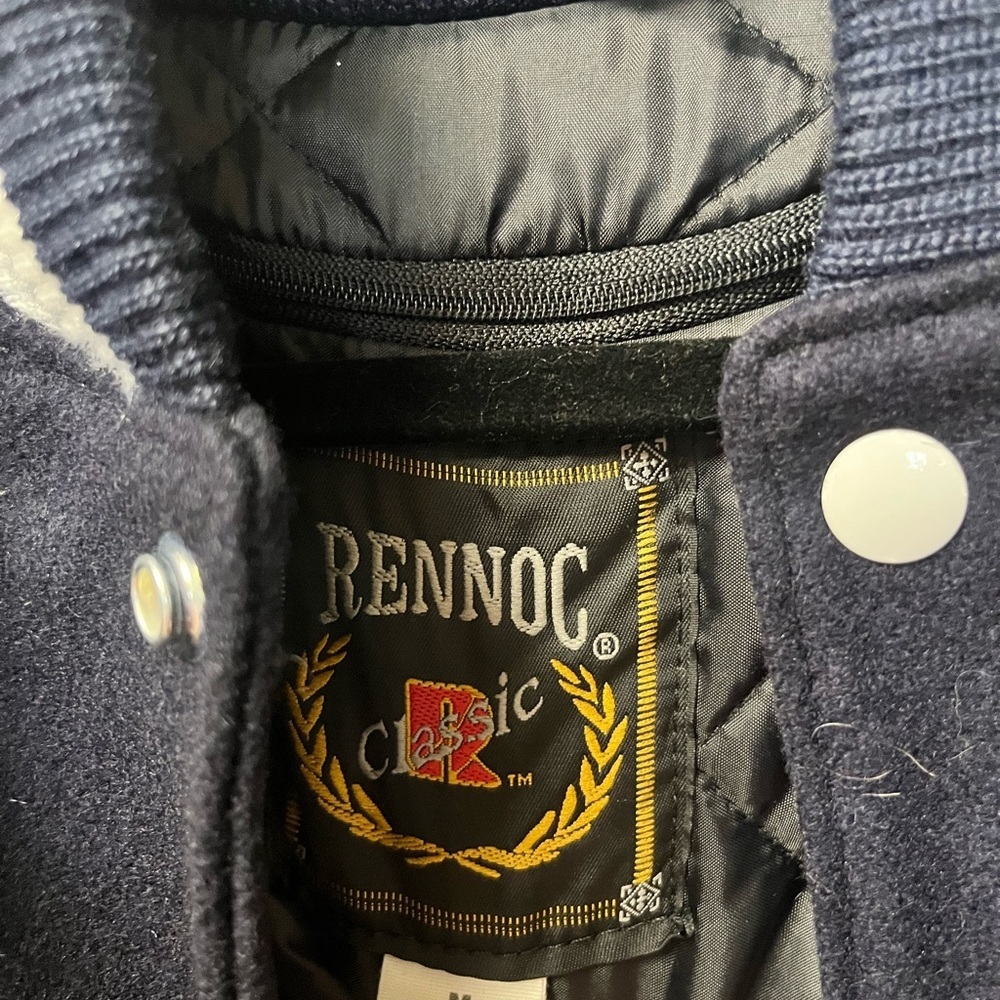 Rennoc Letterman Jacket Vintage Blue And White NEW Med - Picture 3 of 7